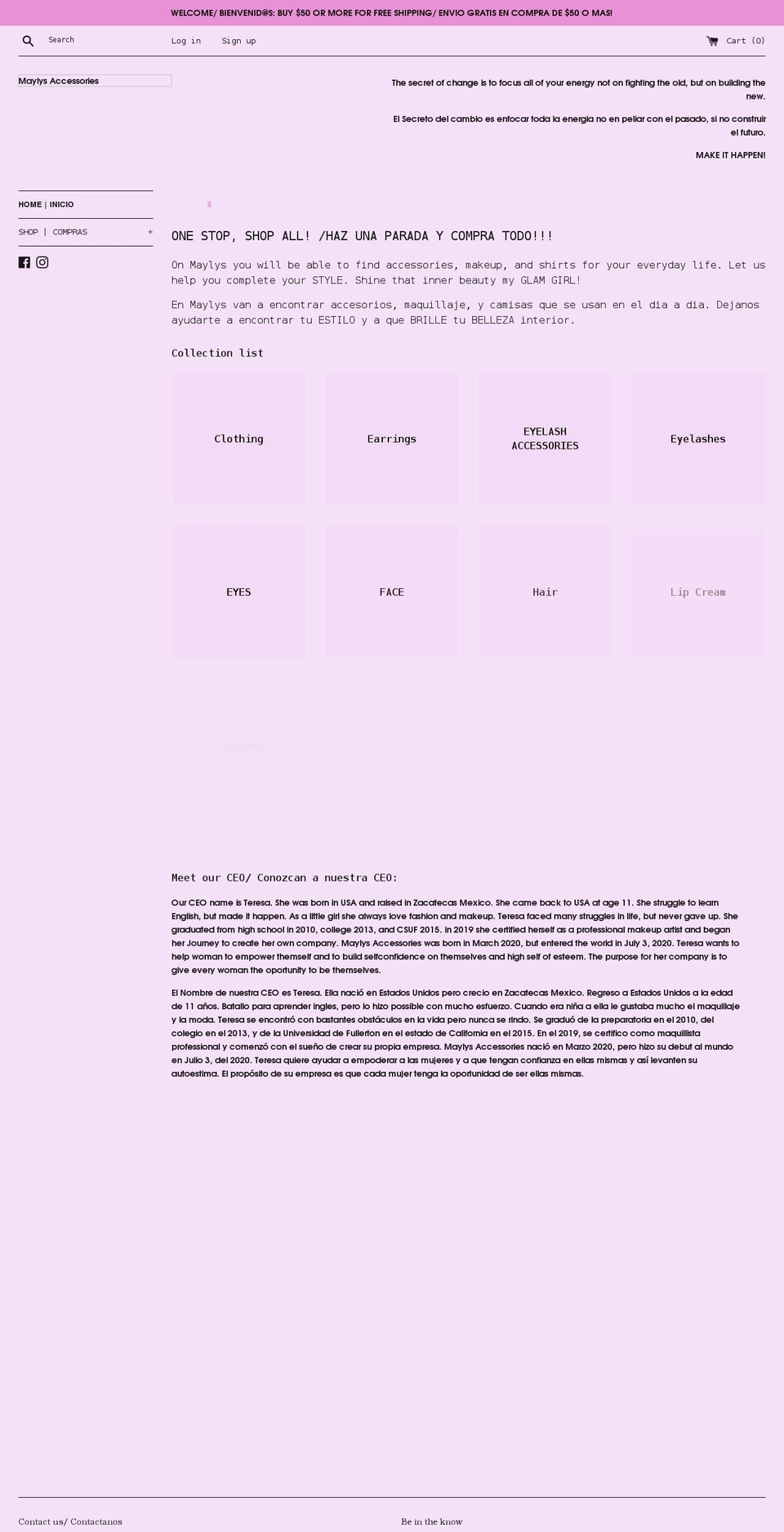 maylysaccessories.com shopify website screenshot
