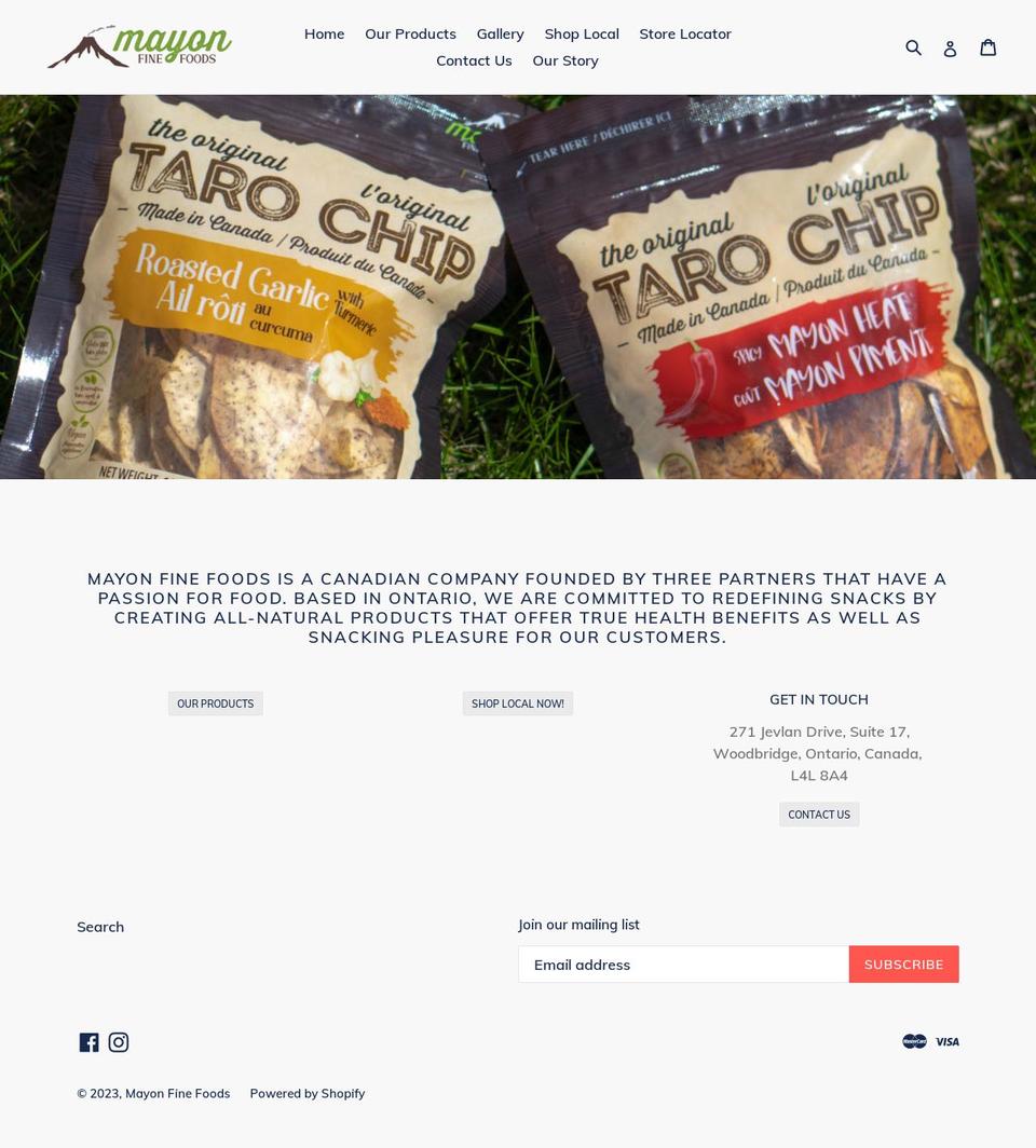 mayonfinefoods.com — Shopify storefront screenshot