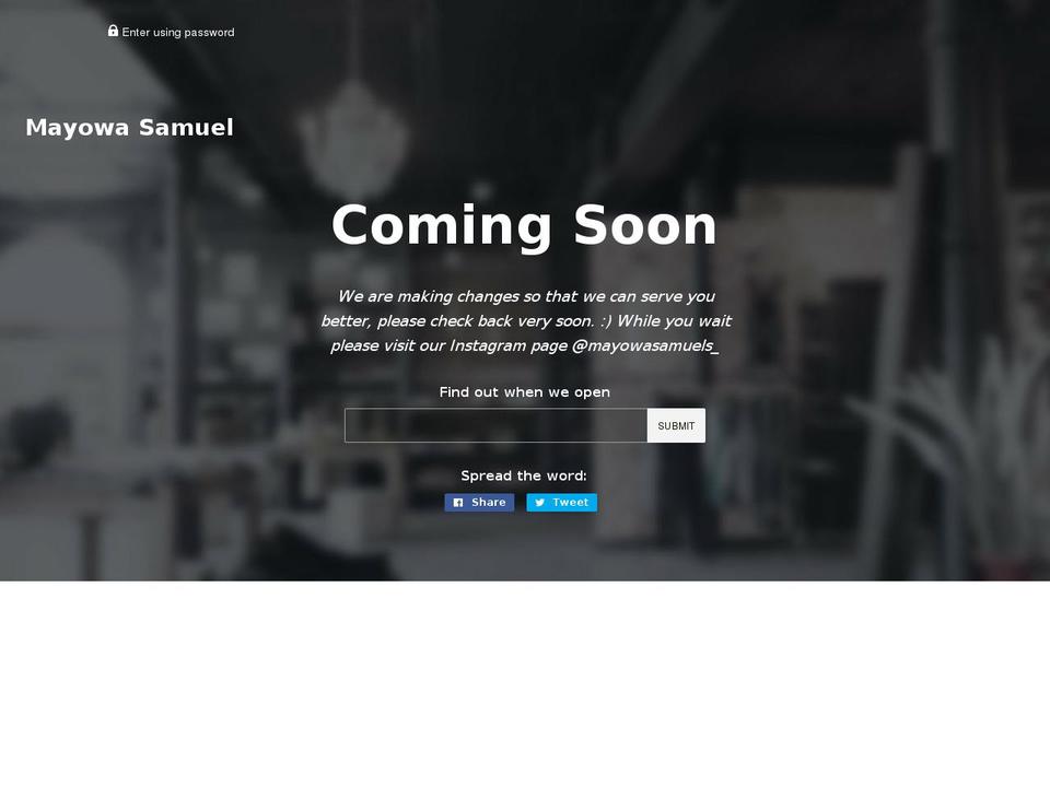 mayowasamuel.com — Shopify storefront screenshot