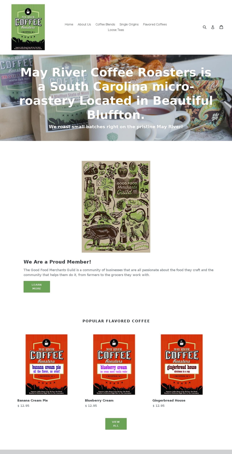 mayrivercoffeeroasters.com shopify website screenshot