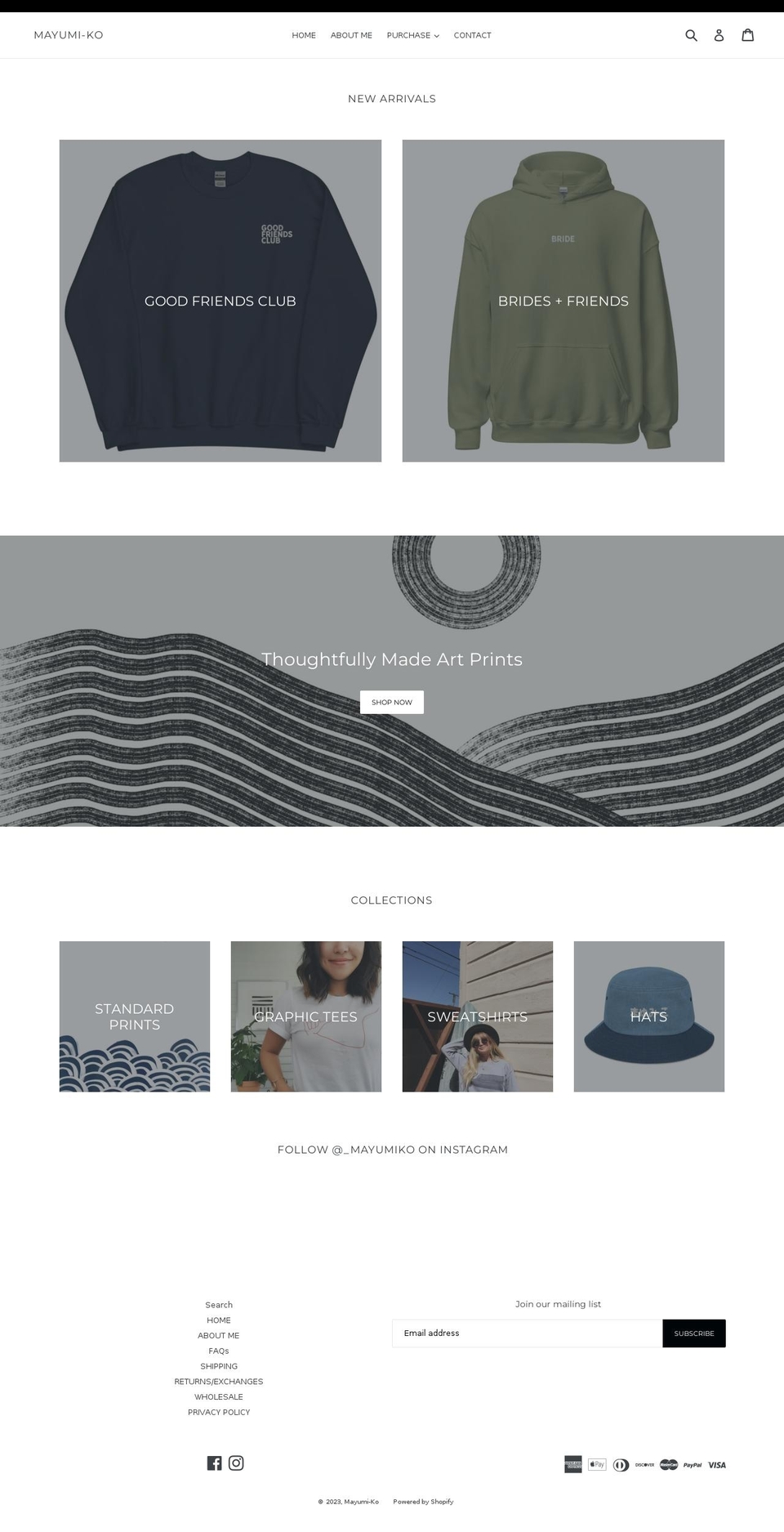 mayumi-ko.com shopify website screenshot