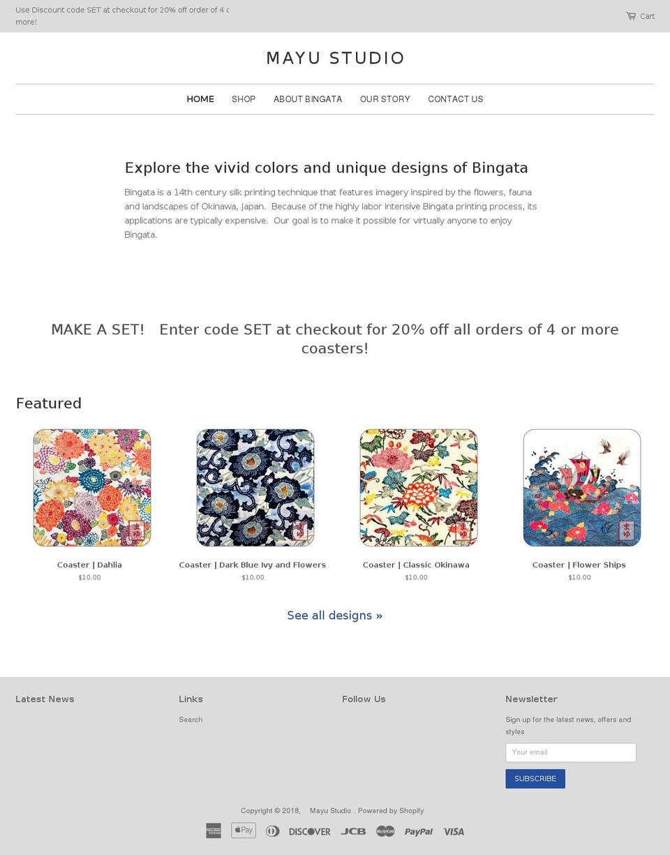 mayustudio.com — Shopify storefront screenshot
