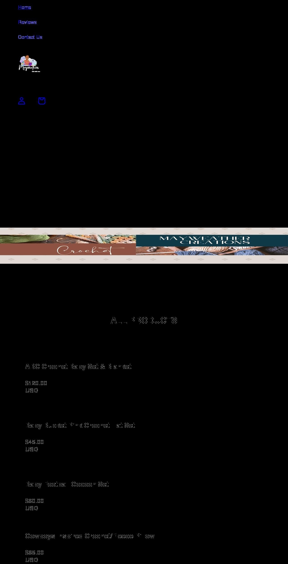 mayweathercreationsllc.com shopify website screenshot