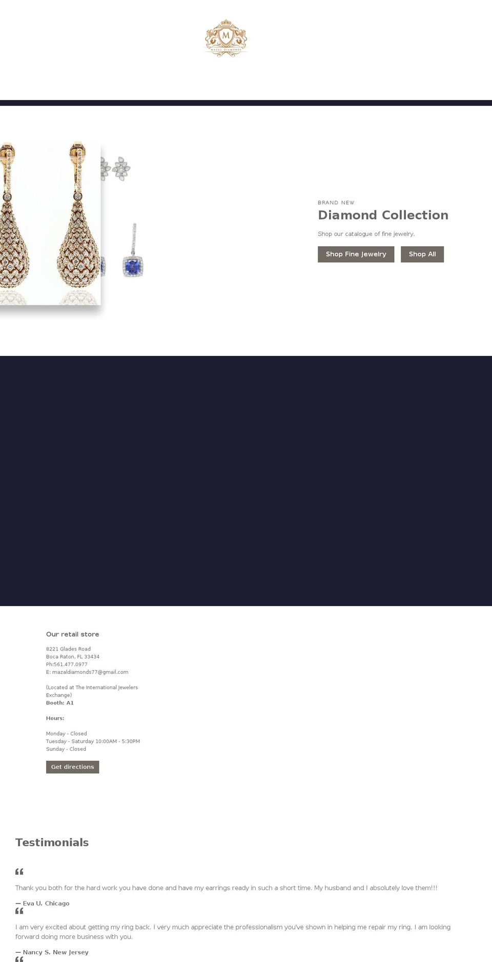mazaljewelry.com shopify website screenshot