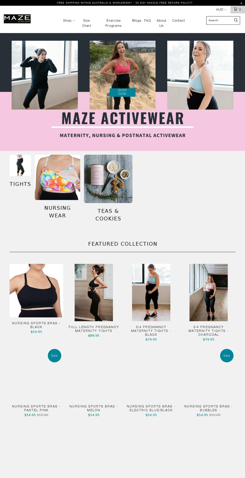 mazeactivewear.com.au shopify website screenshot