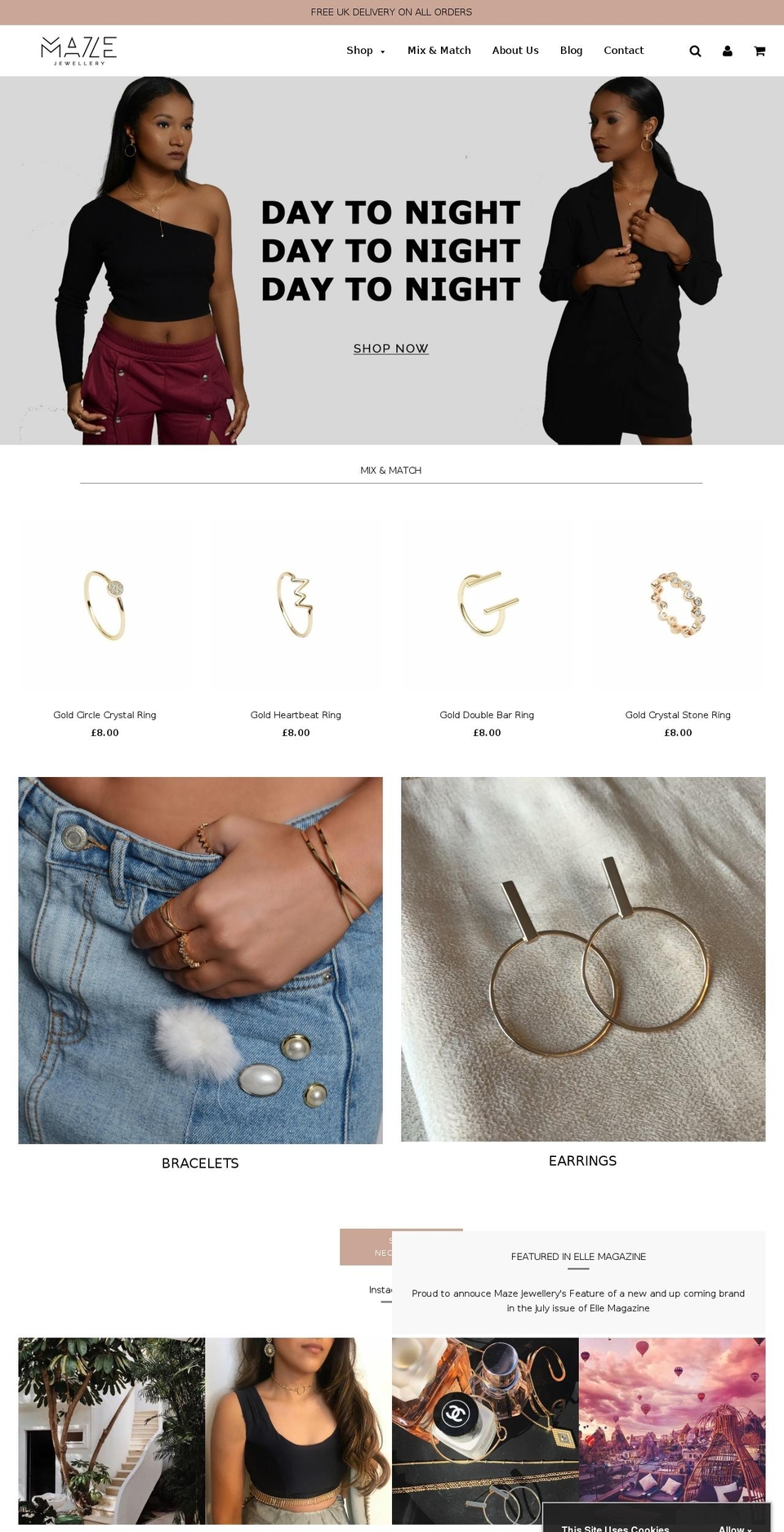 mazejewellery.com — Shopify storefront screenshot