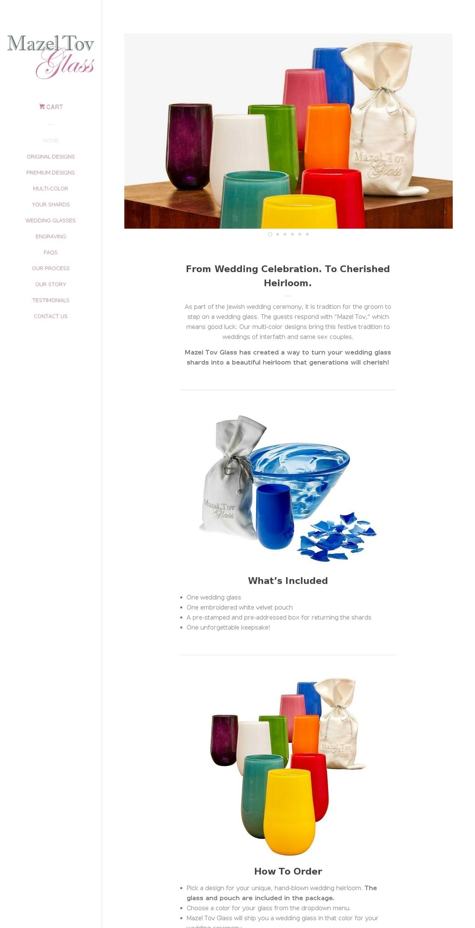 mazeltovglass.com shopify website screenshot