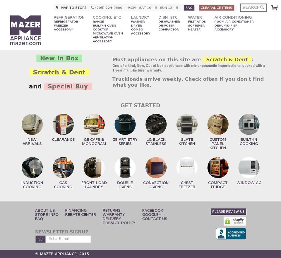 EVA Shopify theme site example mazer.com