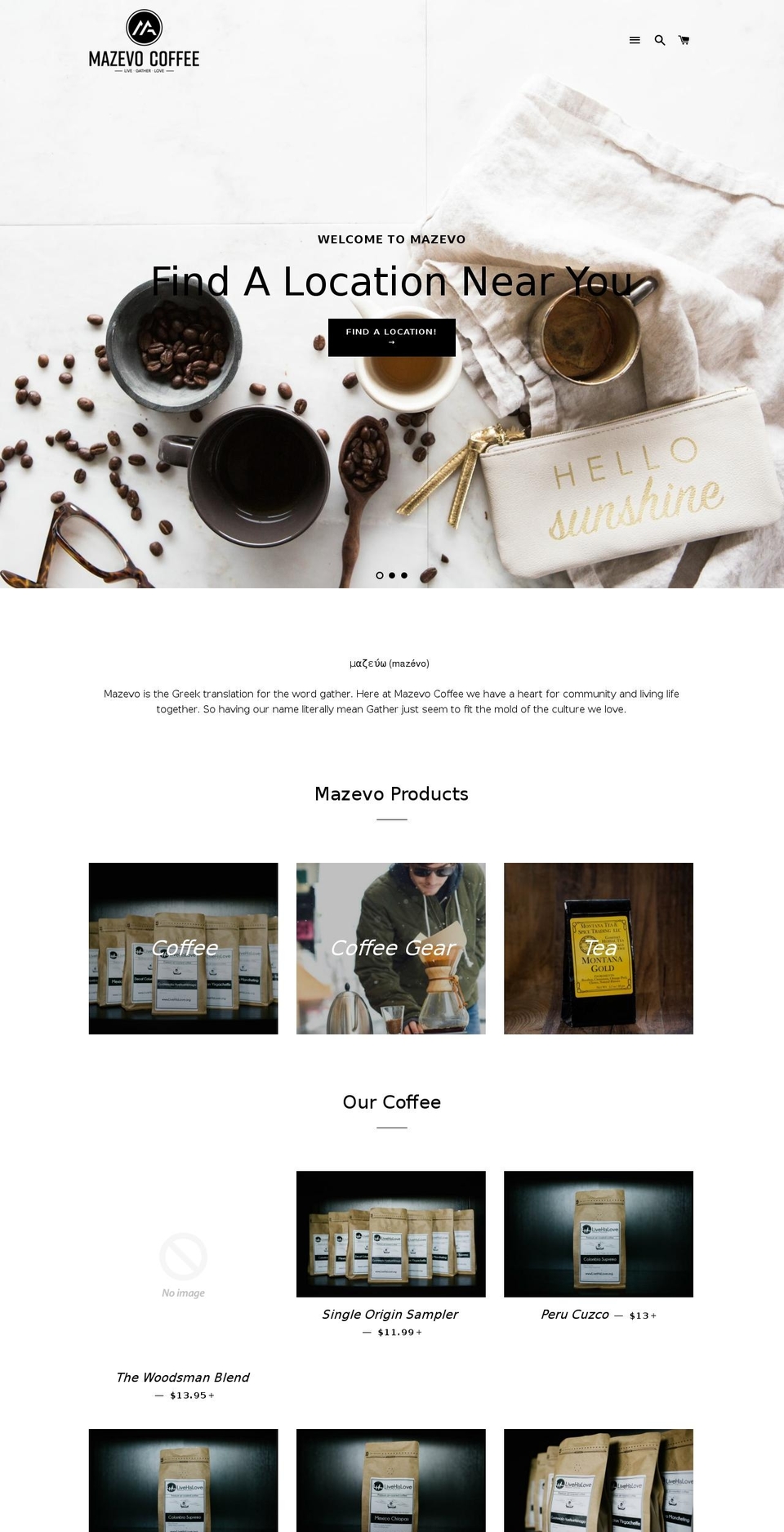 mazevocoffee.com shopify website screenshot
