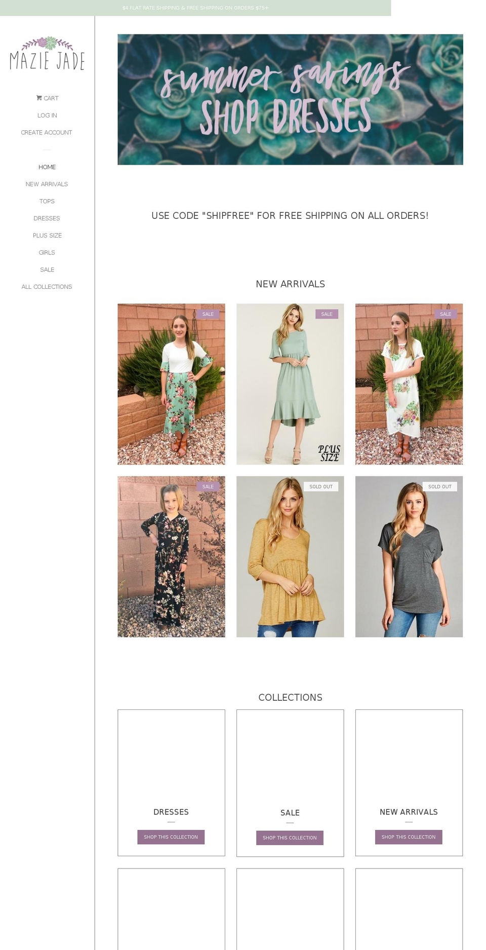 maziejade.com — Shopify storefront screenshot