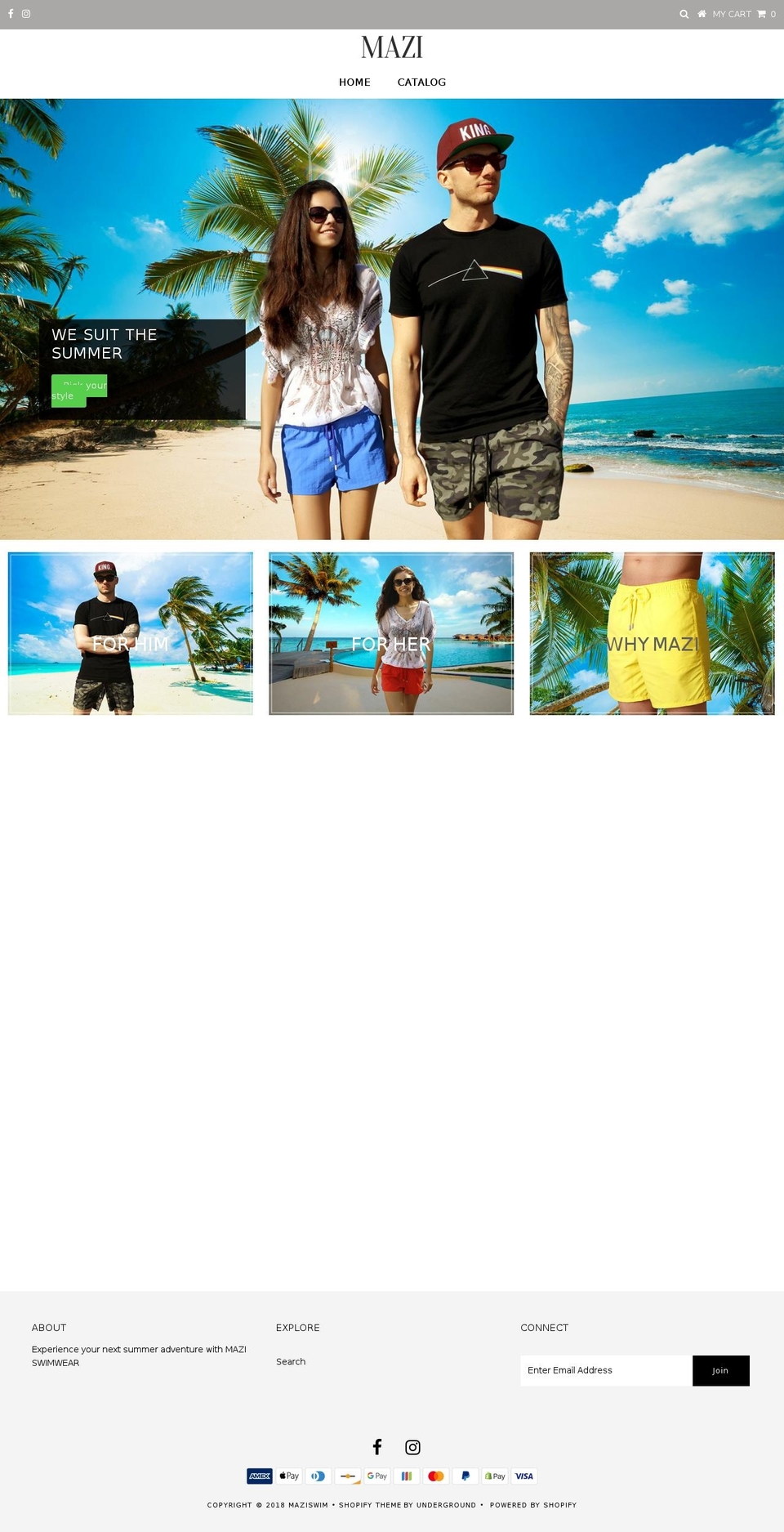 maziswim.com — Shopify storefront screenshot