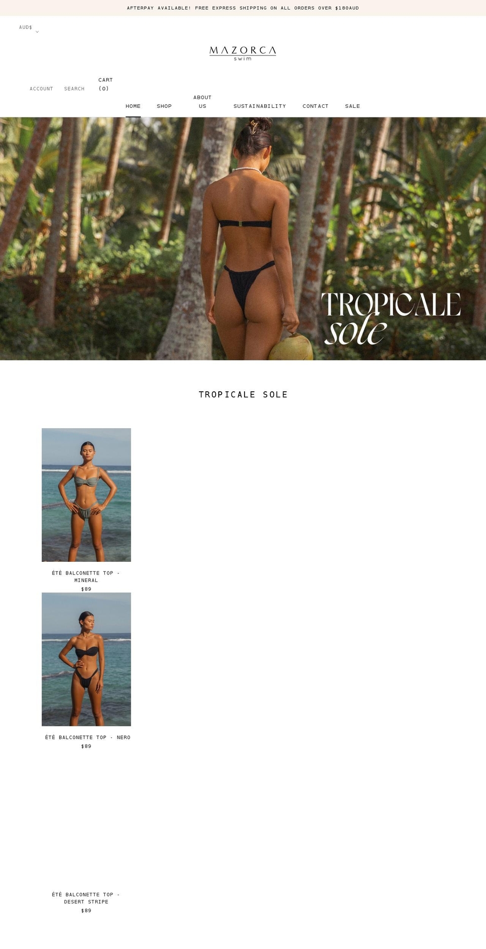 mazorcaswim.com shopify website screenshot