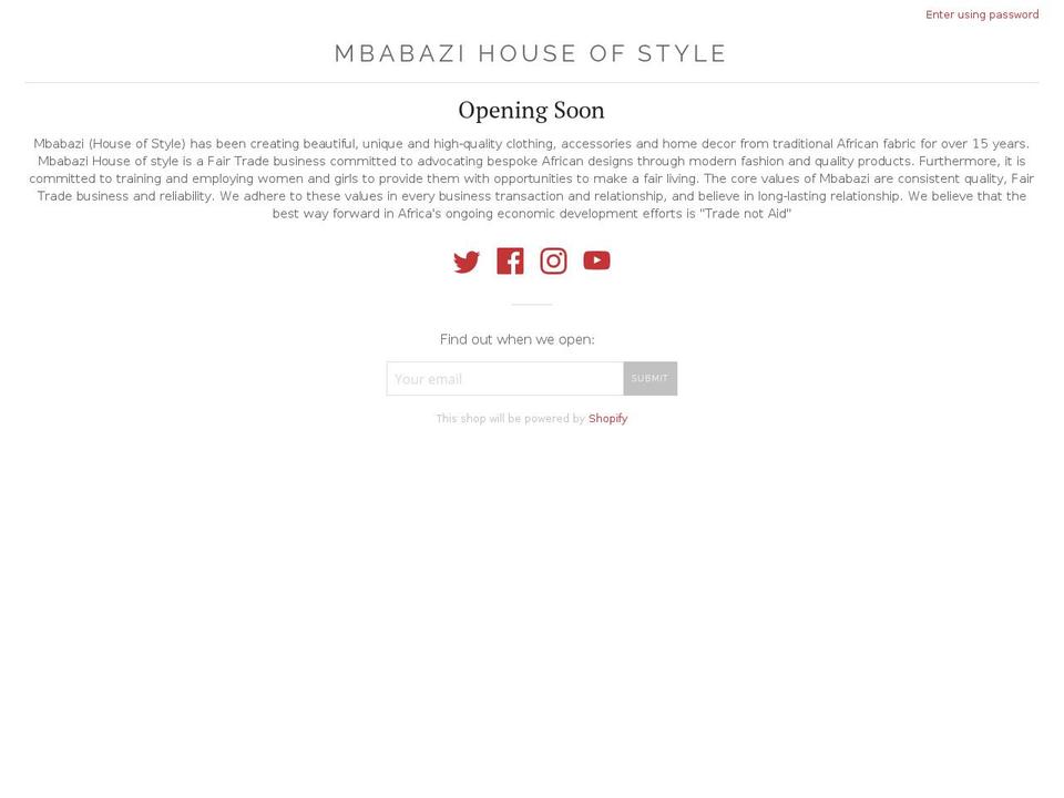 mbabazistyles.com shopify website screenshot