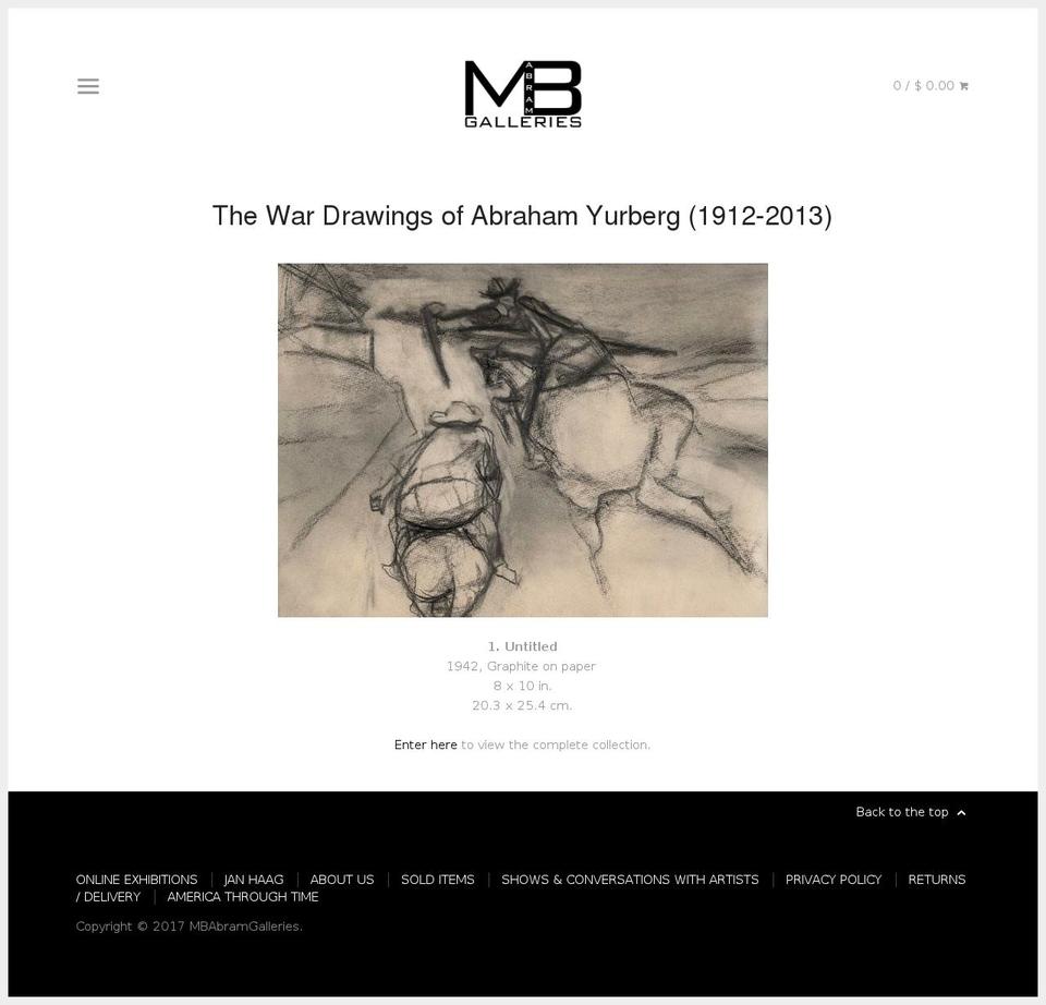 mbagalleries.com shopify website screenshot