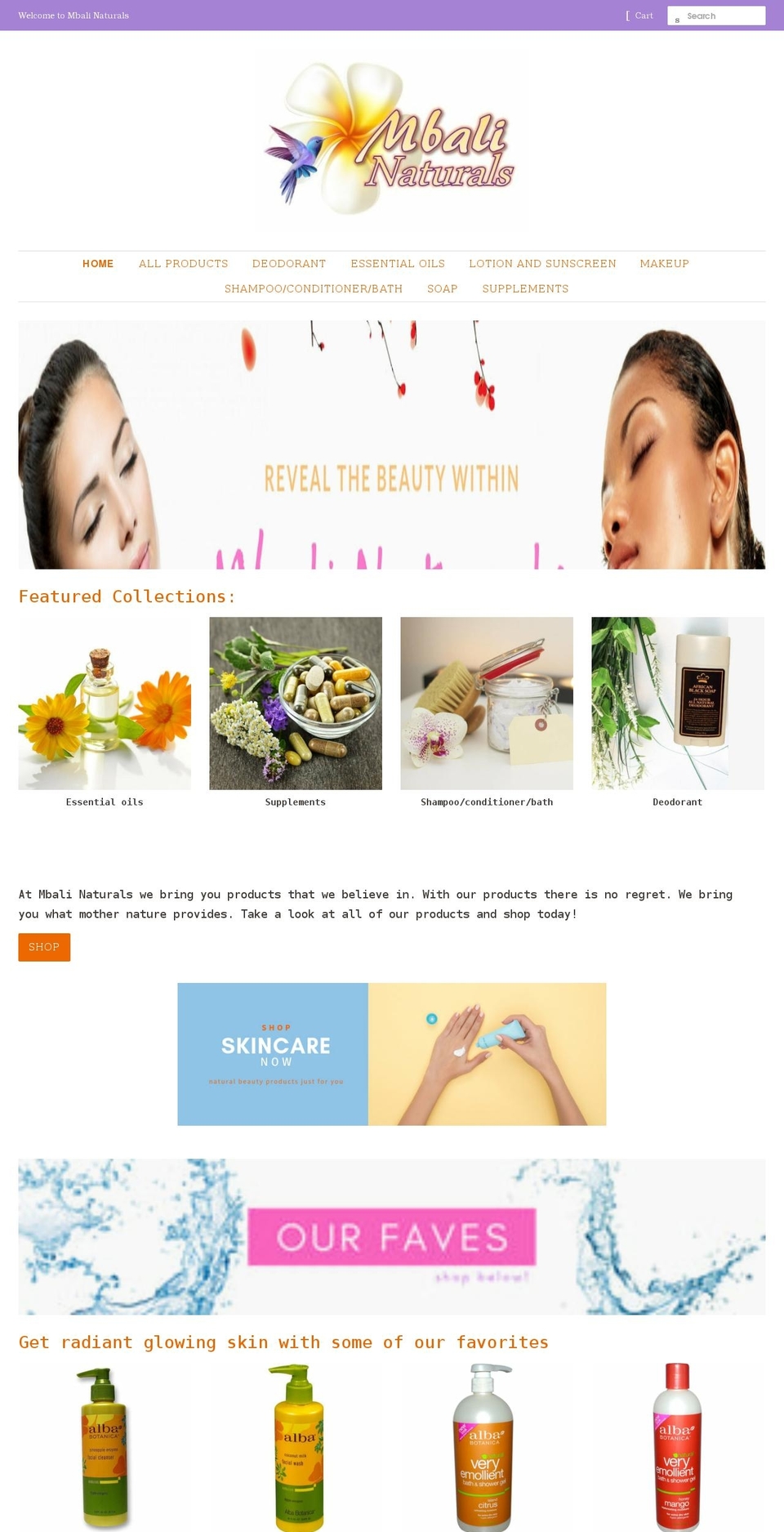 mbali-naturals.com shopify website screenshot