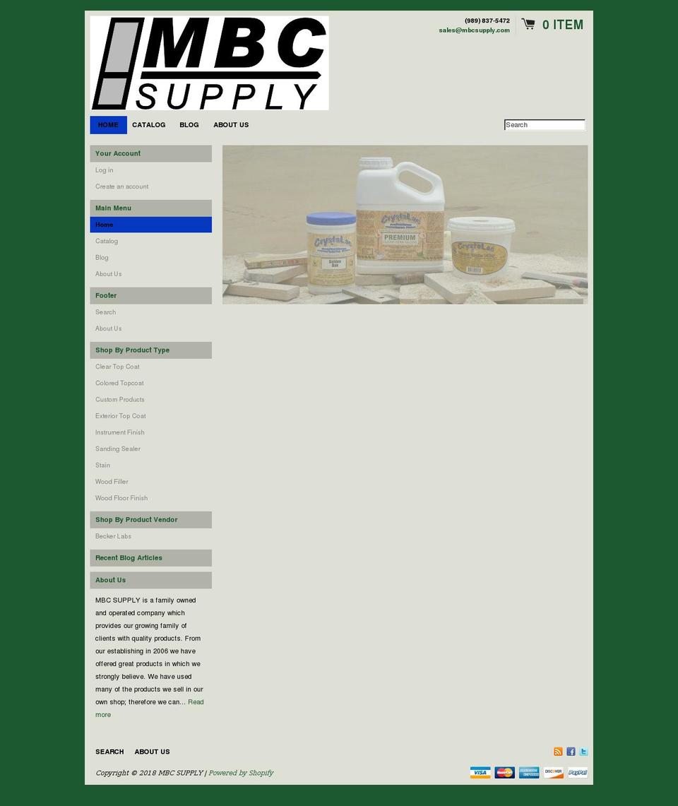 mbcsupply.com shopify website screenshot