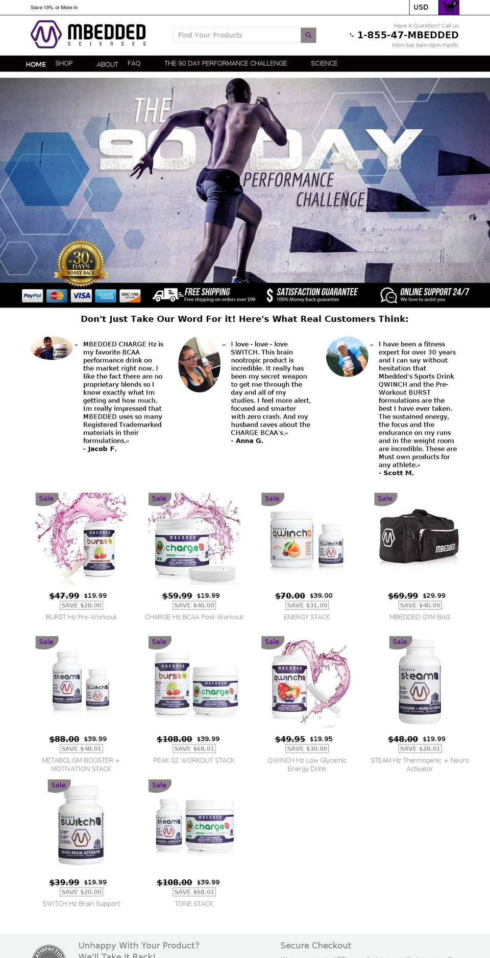 mbeddedsciences.com — Shopify storefront screenshot