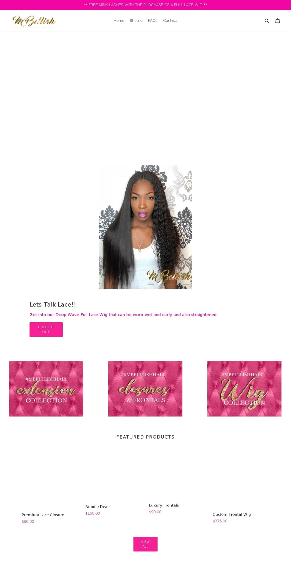 mbellishhair.com — Shopify storefront screenshot