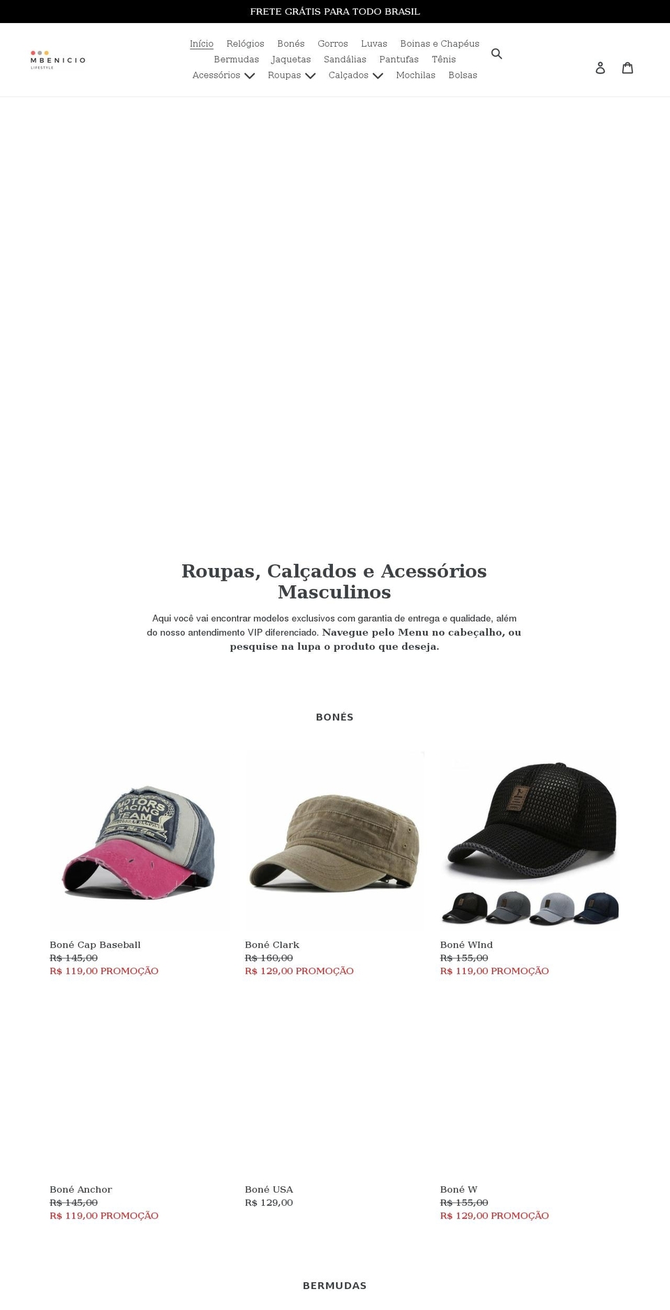 mbenicio.com.br shopify website screenshot