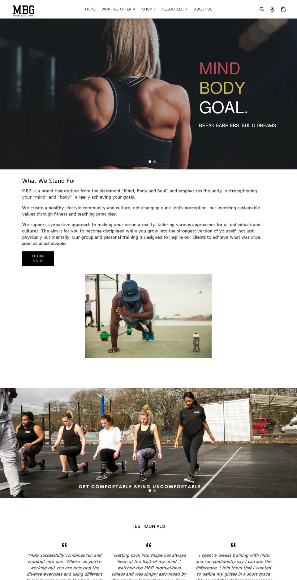 mbglive.co.uk shopify website screenshot