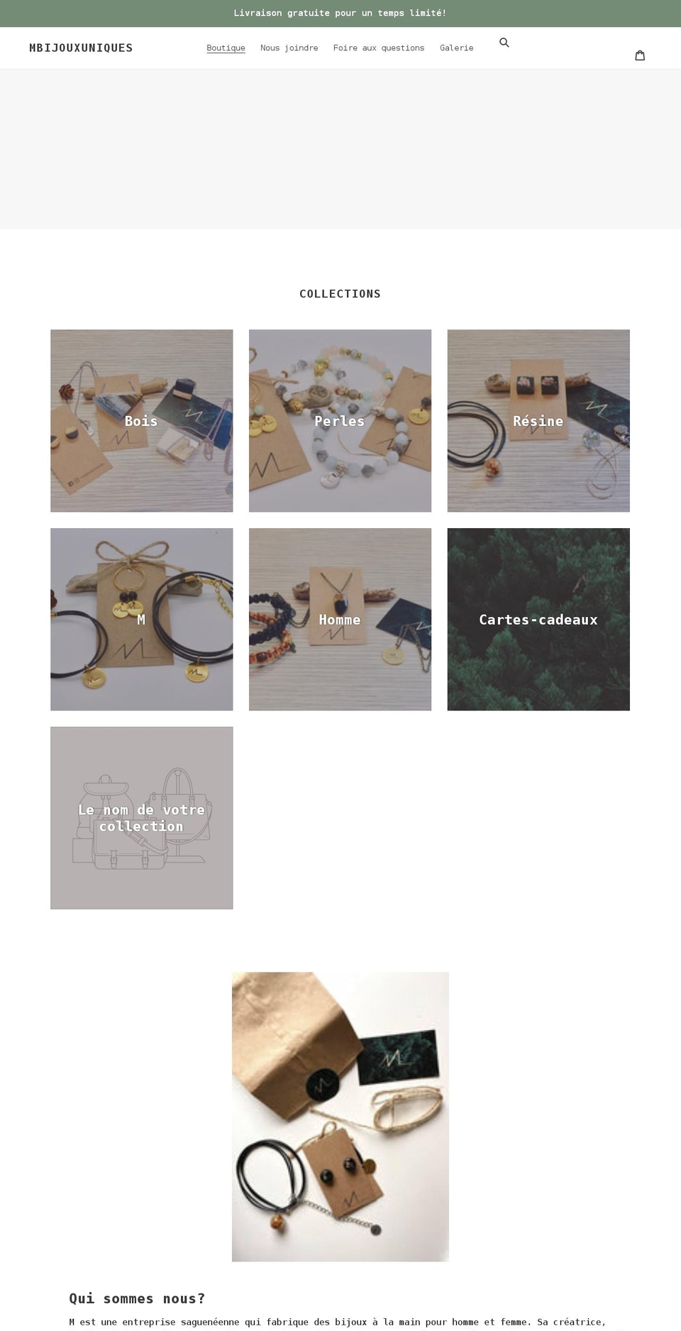 mbijouxuniques.com shopify website screenshot