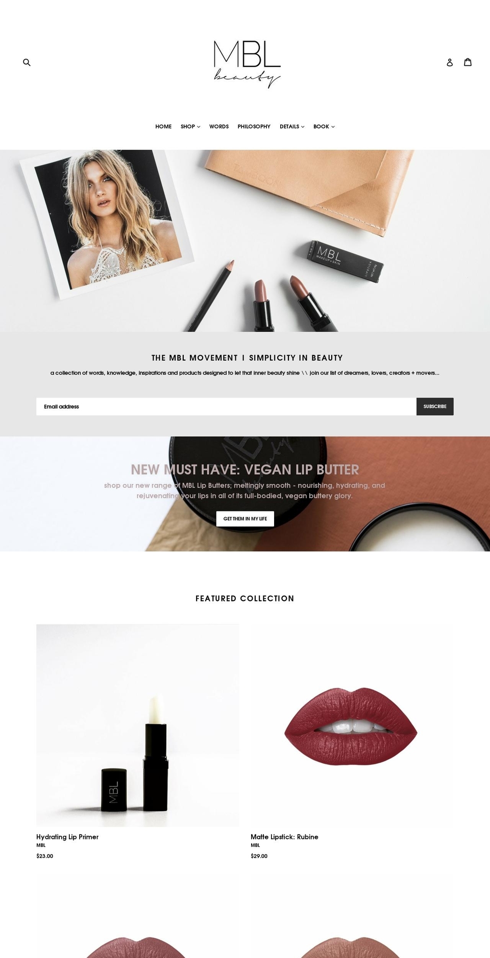 Snow Shopify theme site example mblbeauty.com