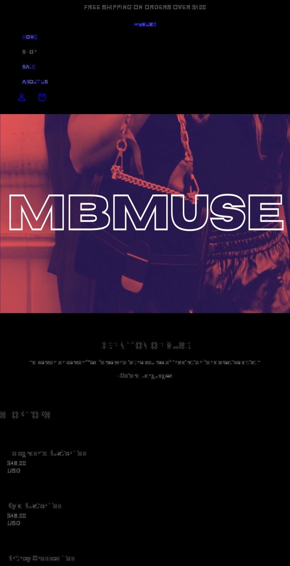 mbmuse.com shopify website screenshot