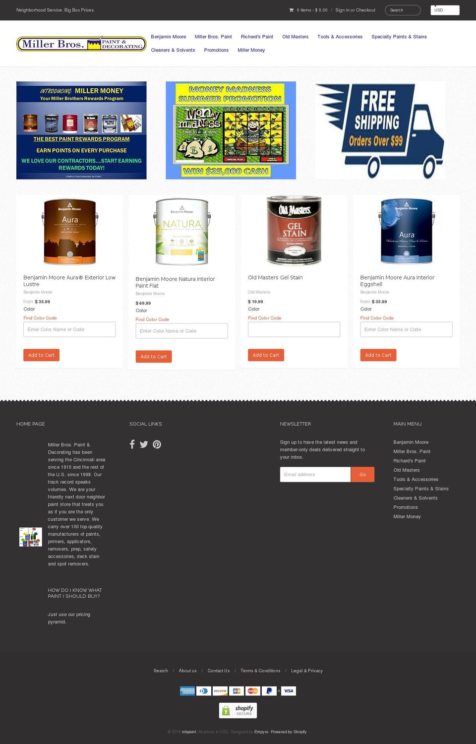 mbpaint.com — Shopify storefront screenshot