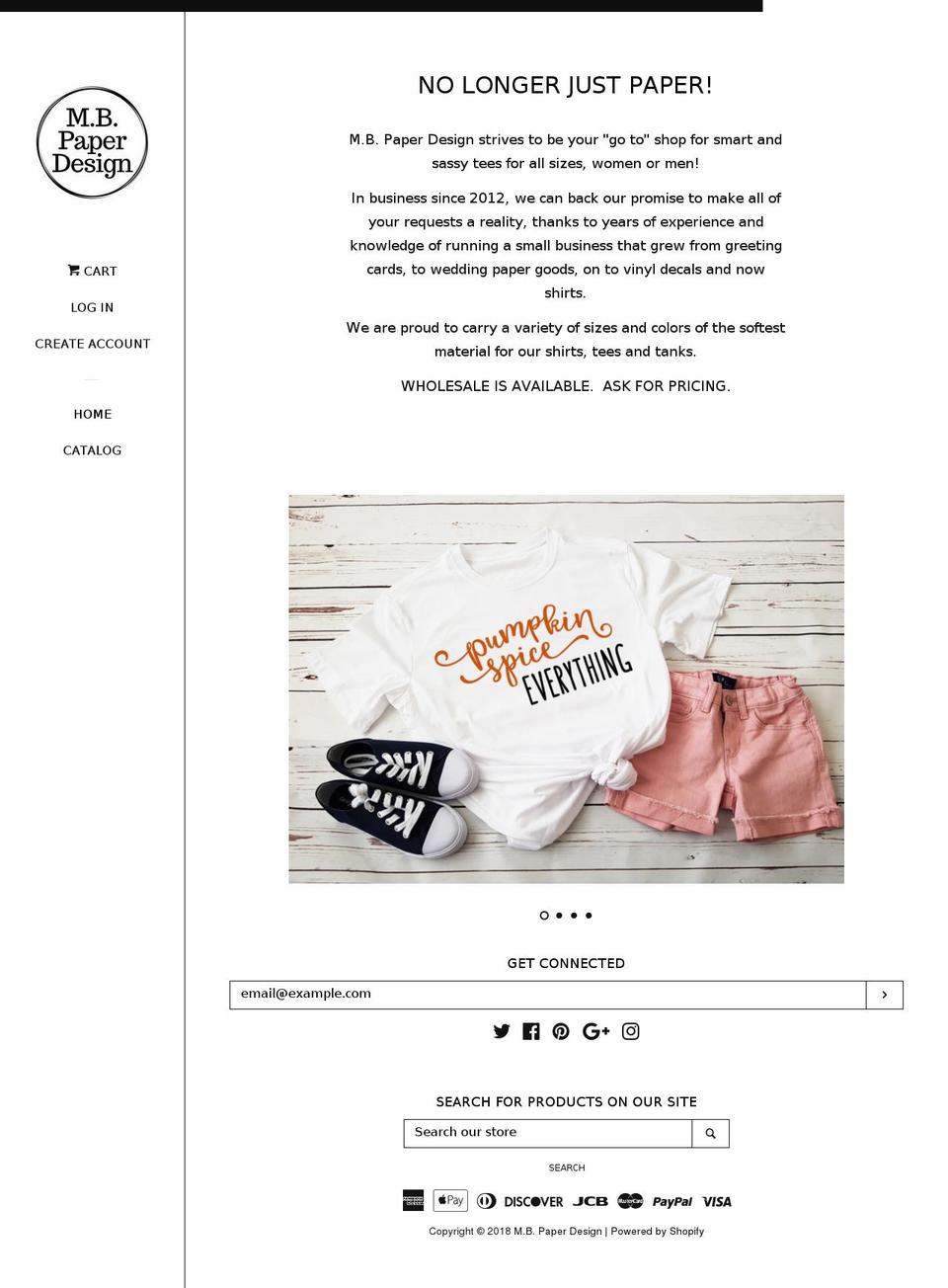 mbpaperdesign.com shopify website screenshot