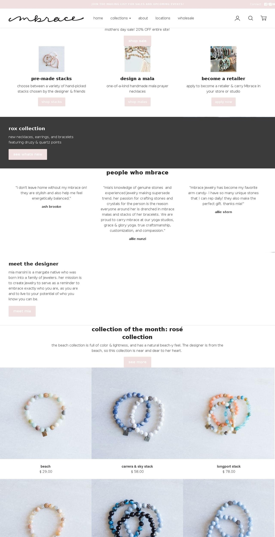 mbracejewelry.com — Shopify storefront screenshot
