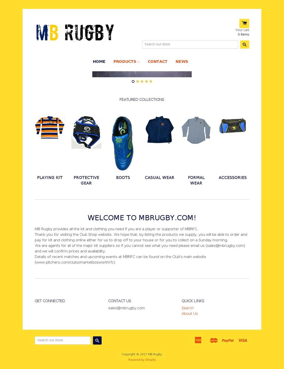 mbrugby.com shopify website screenshot