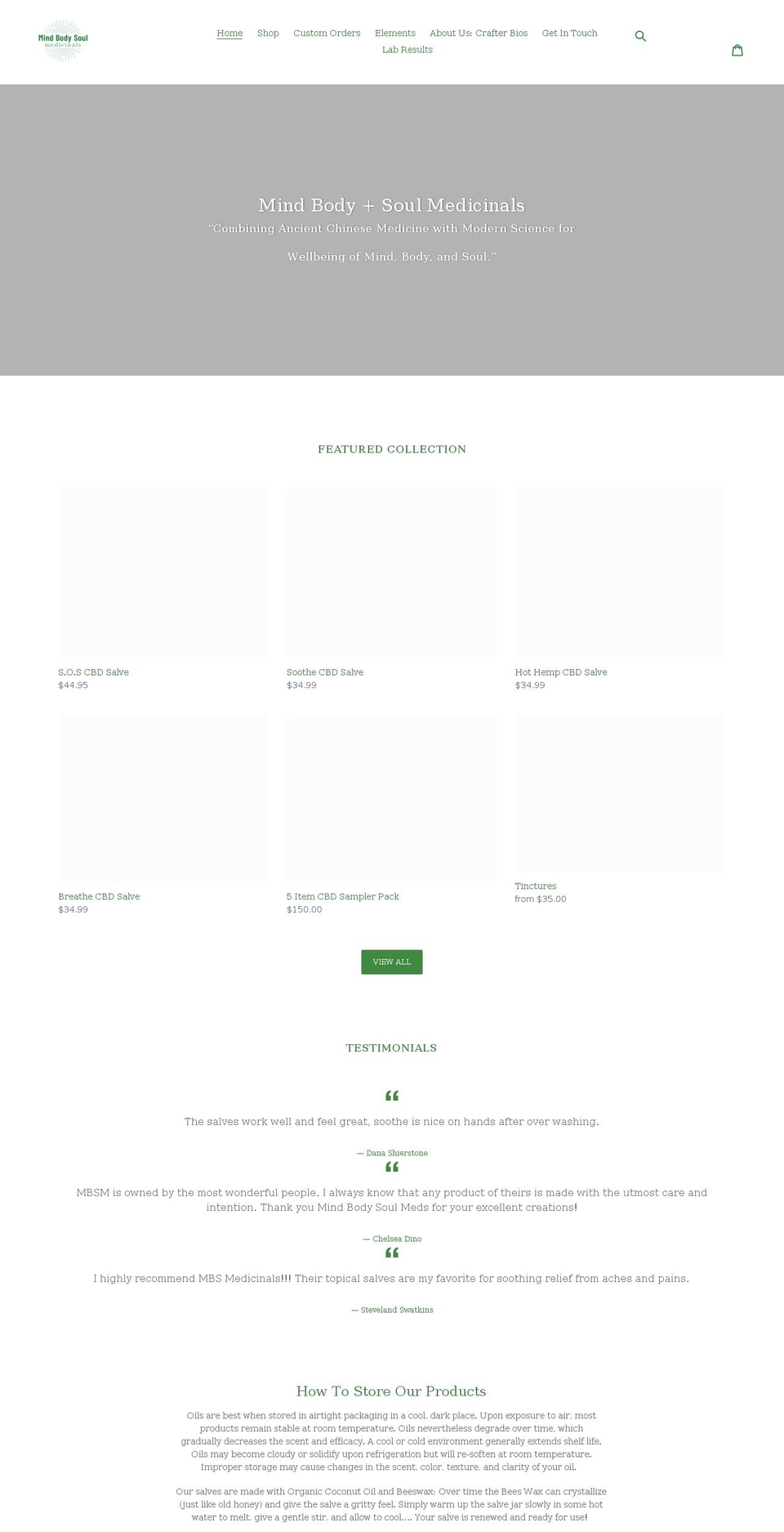 mbsmedicinals.com shopify website screenshot