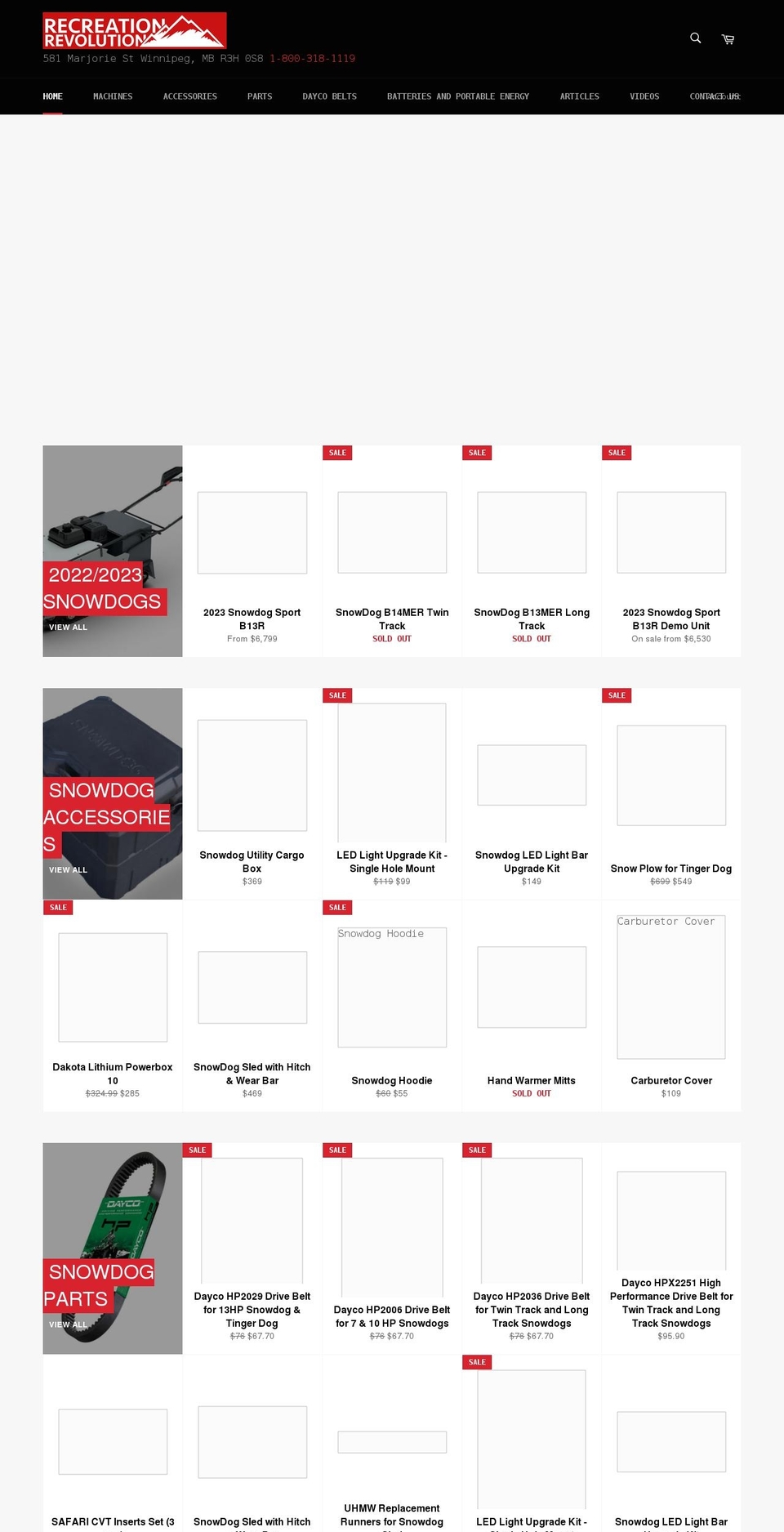 mbsnowdog.com — Shopify storefront screenshot