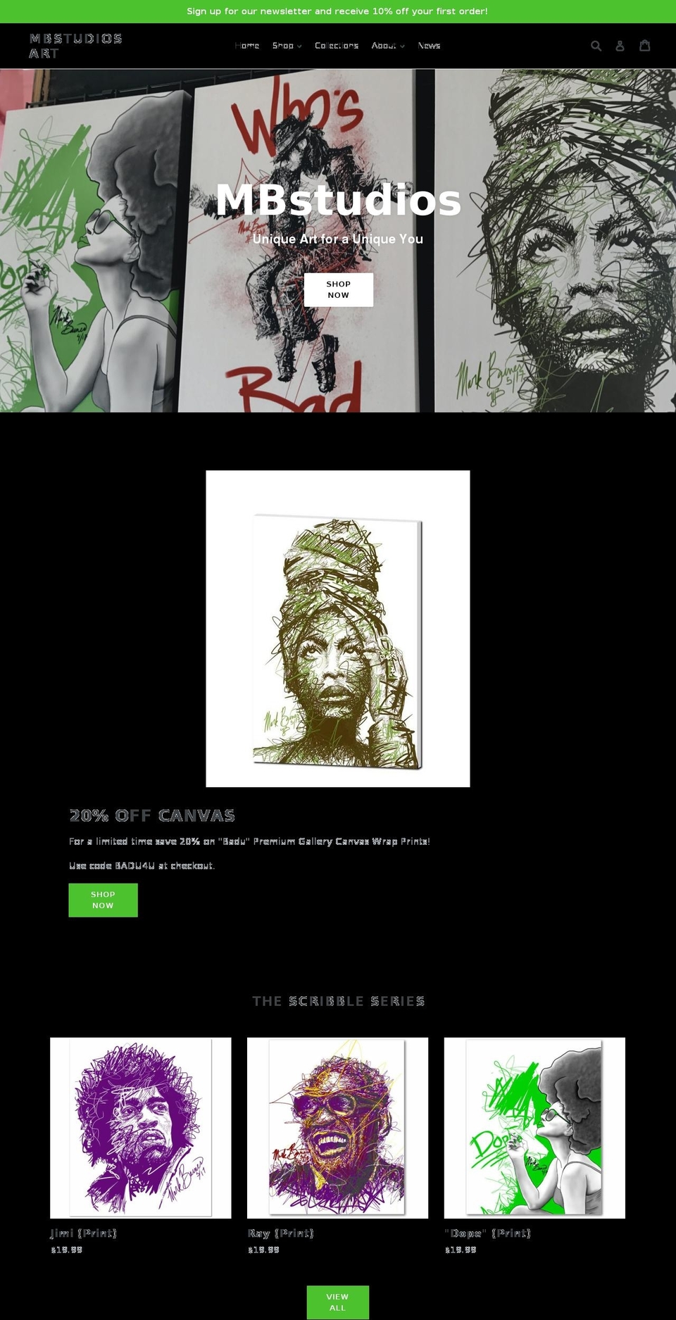 mbstudiosonline.com — Shopify storefront screenshot