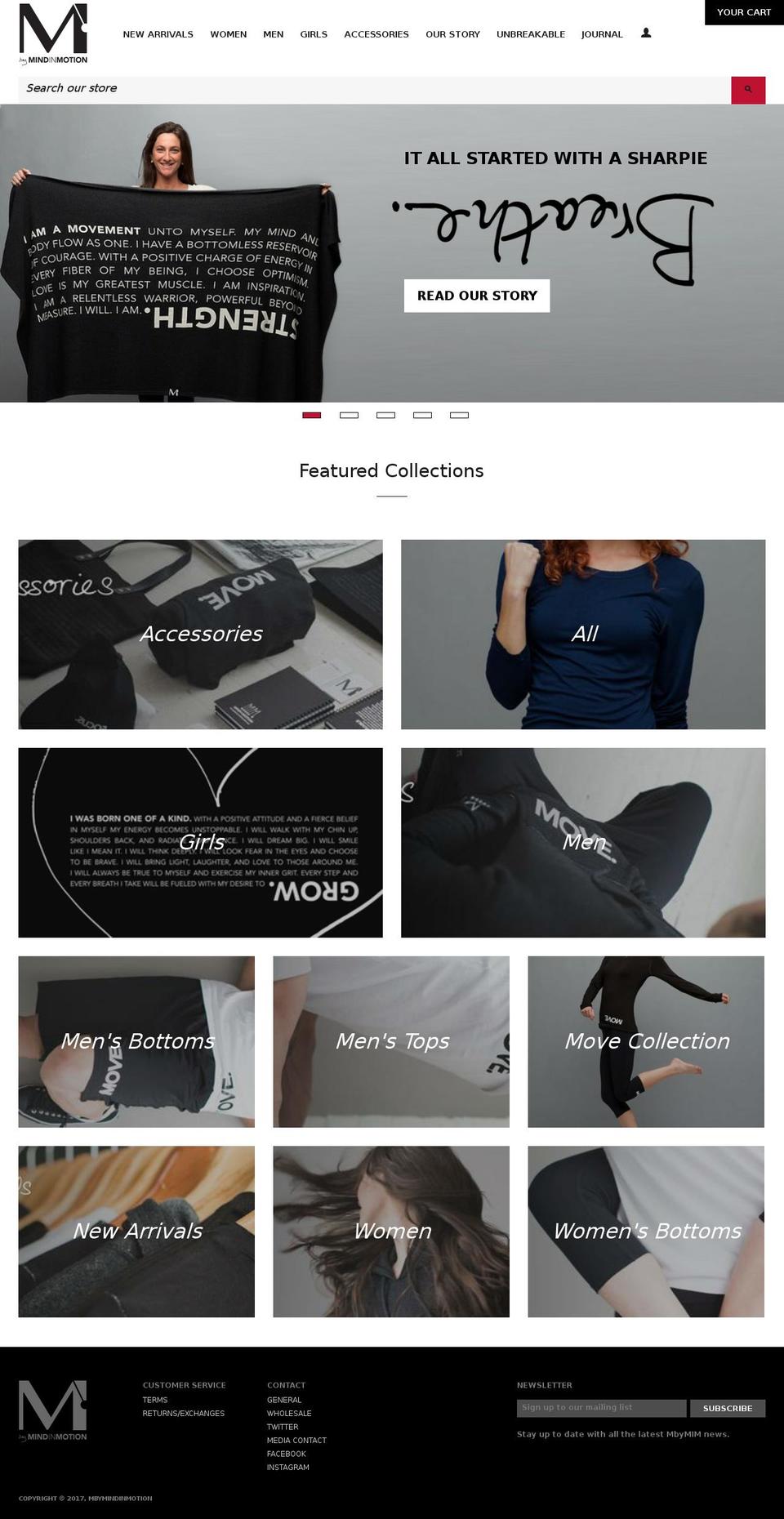 mbymindinmotion.com shopify website screenshot