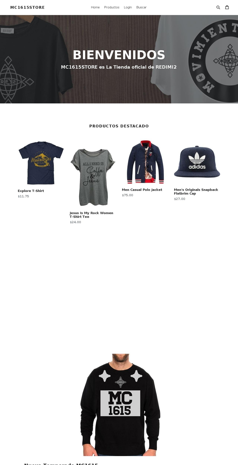 mc1615store.com shopify website screenshot