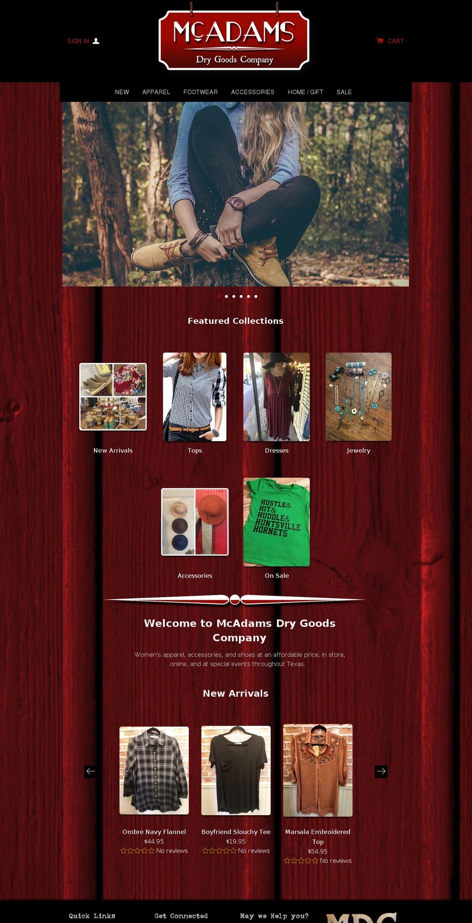mcadamsdrygoods.com — Shopify storefront screenshot