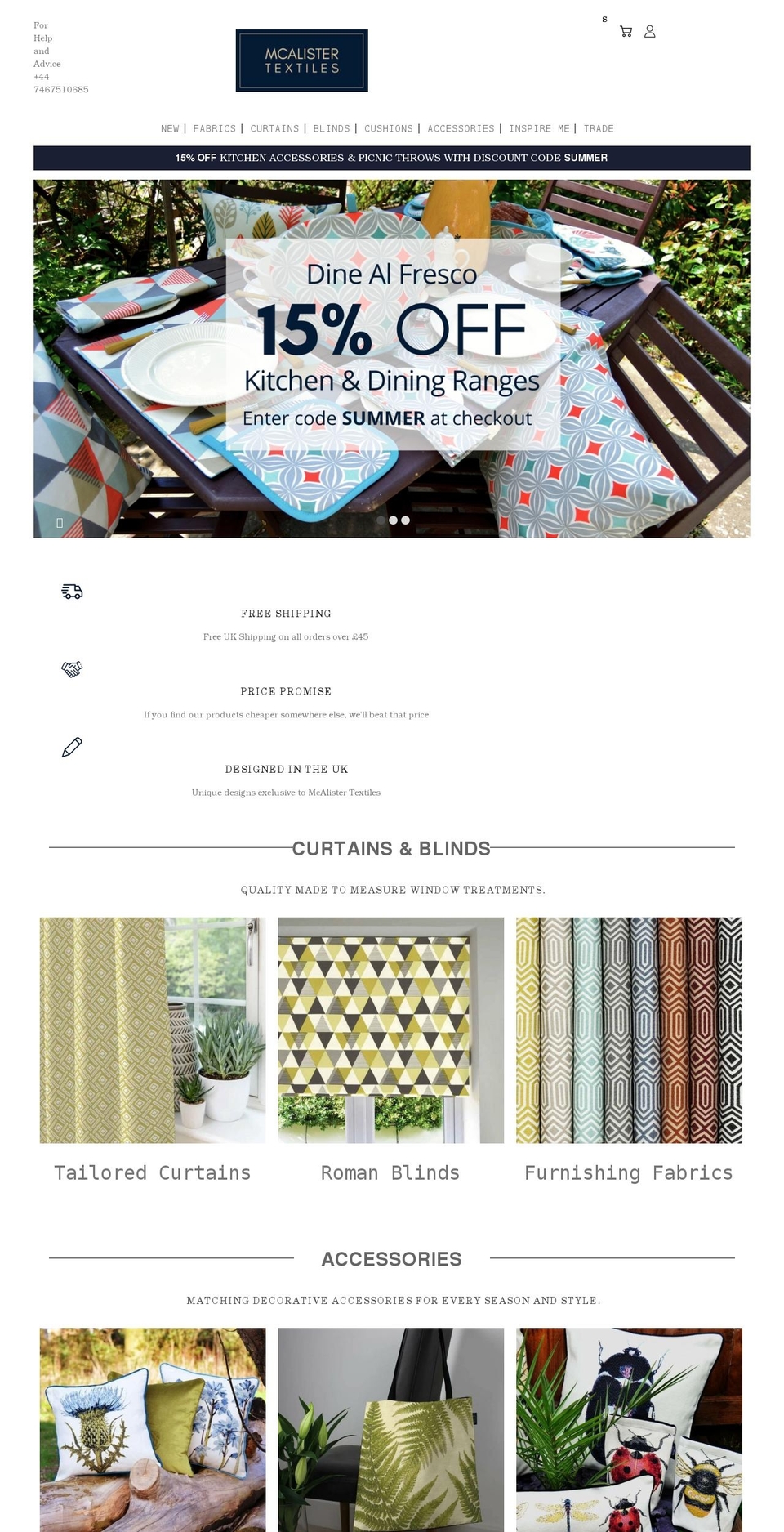 mcalistertextiles.es shopify website screenshot