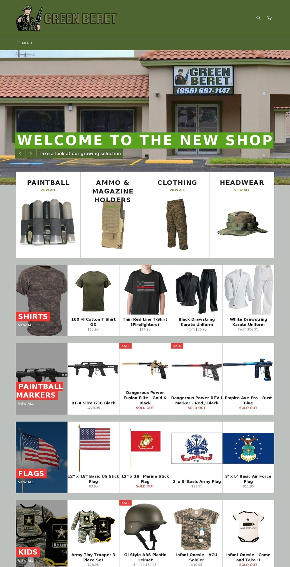 mcallengreenberet.com shopify website screenshot