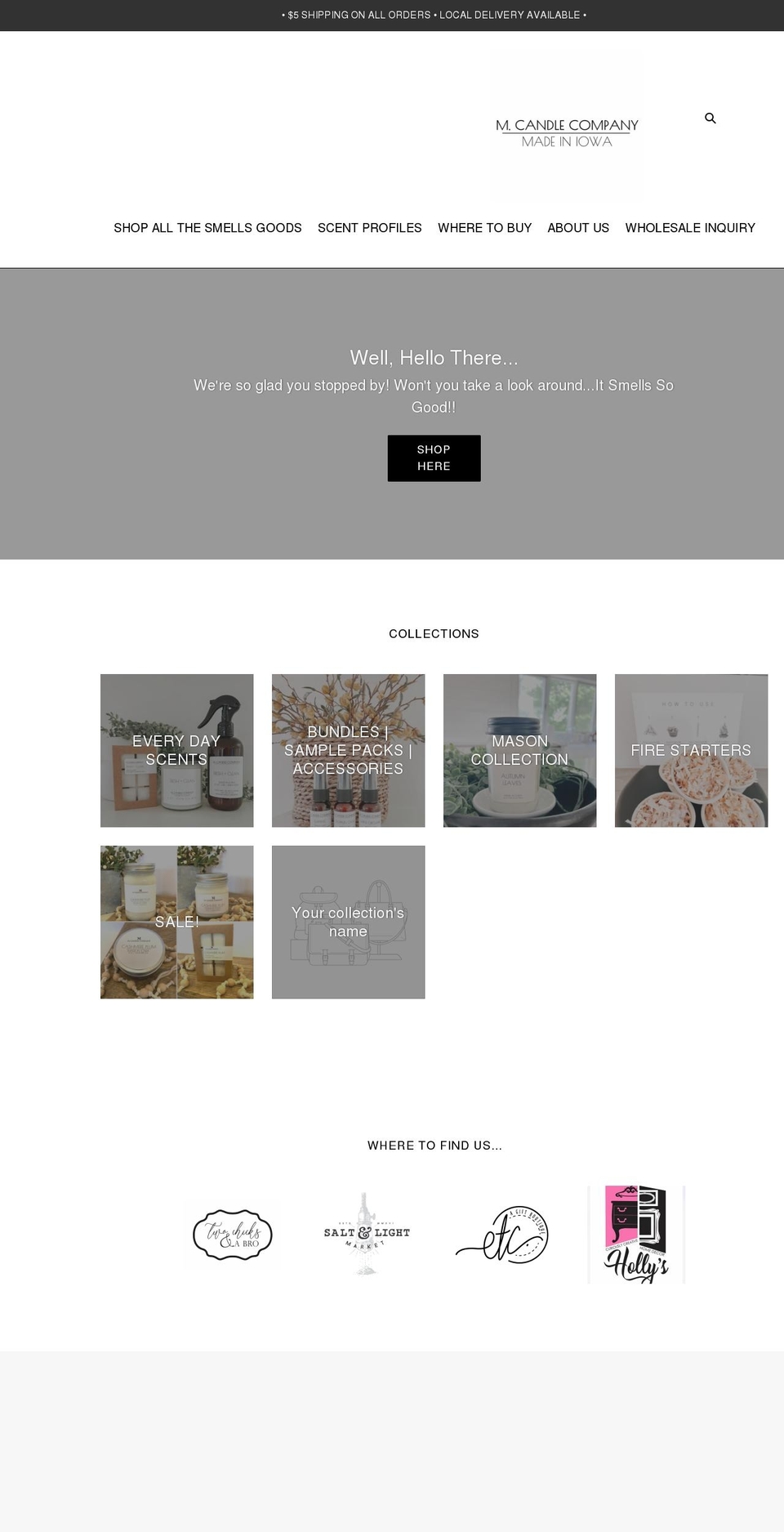 mcandlecompany.net shopify website screenshot