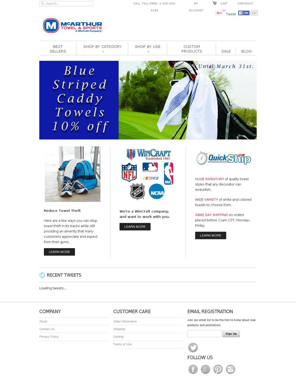 Responsive Shopify theme site example mcarthurtowels.com