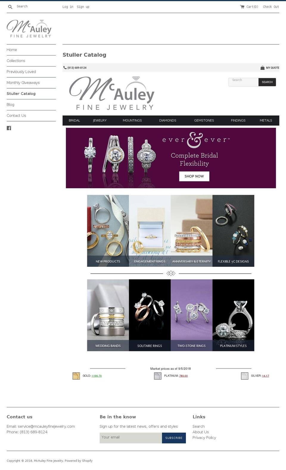 mcauleyfinejewelry.com shopify website screenshot