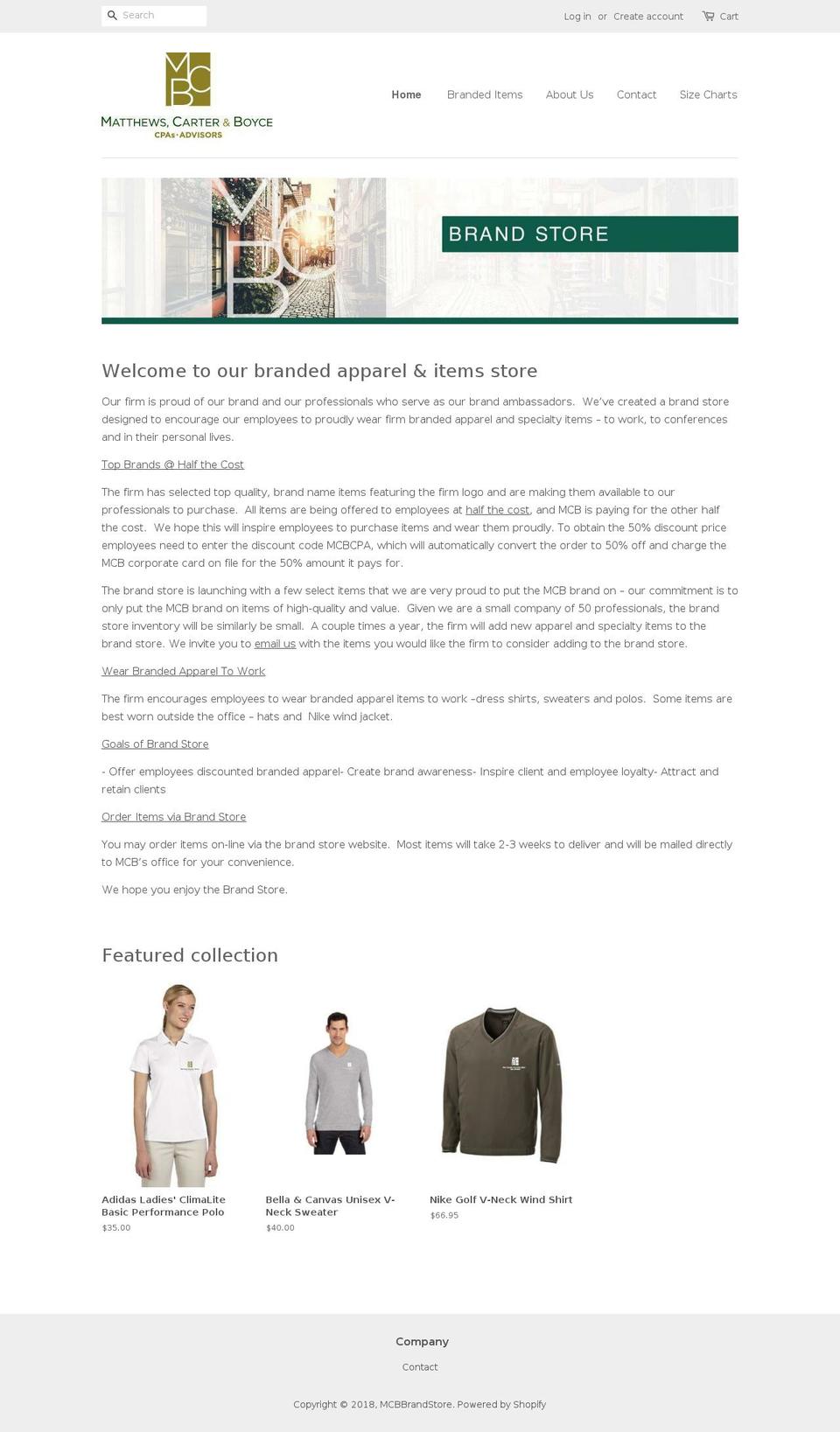 mcbbrandstore.com shopify website screenshot