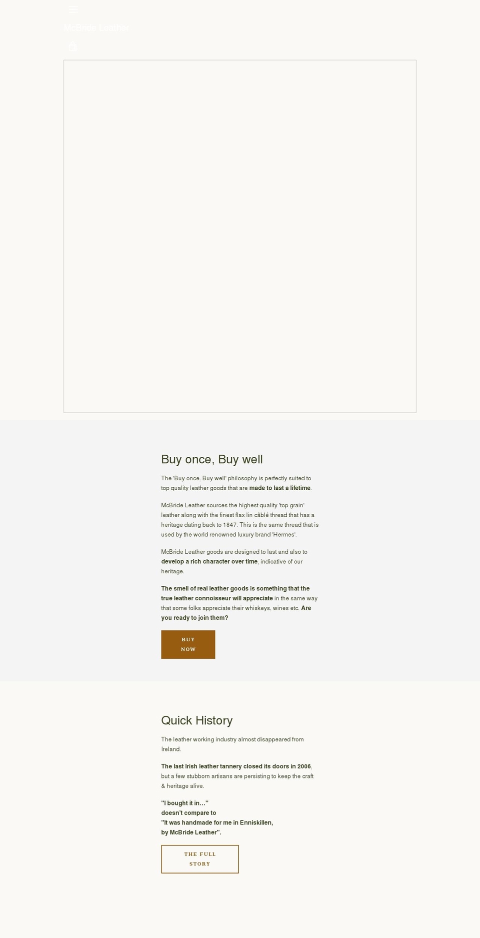 mcbrideleather.com shopify website screenshot
