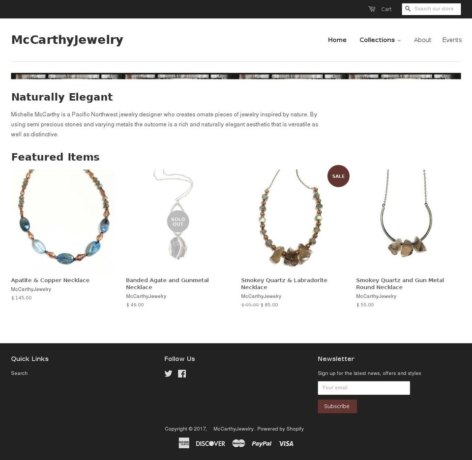 mccarthyjewelrydesigns.com shopify website screenshot