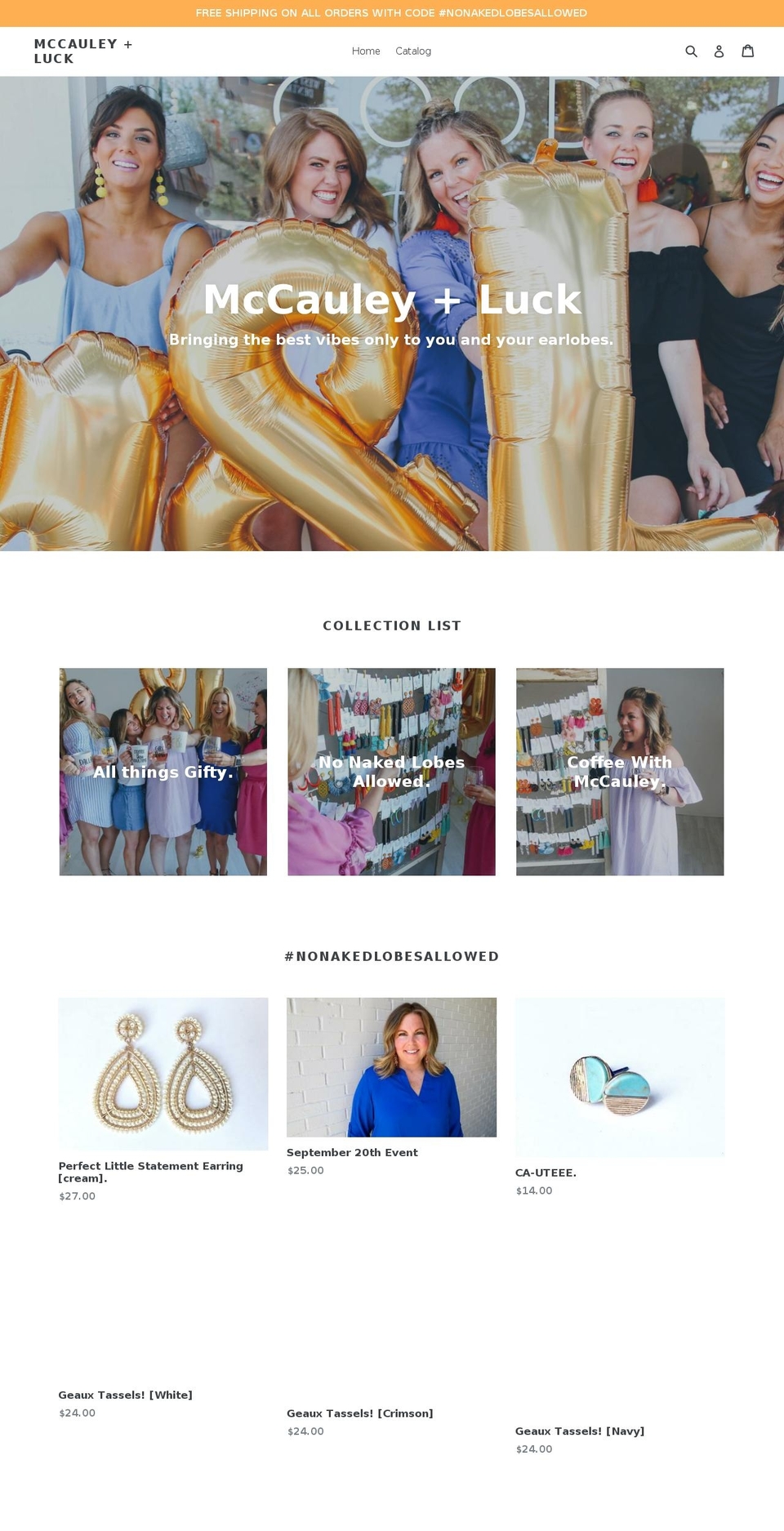 mccauleyandluck.com — Shopify storefront screenshot