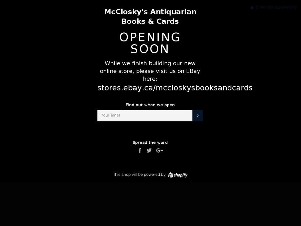 mccloskys.com shopify website screenshot