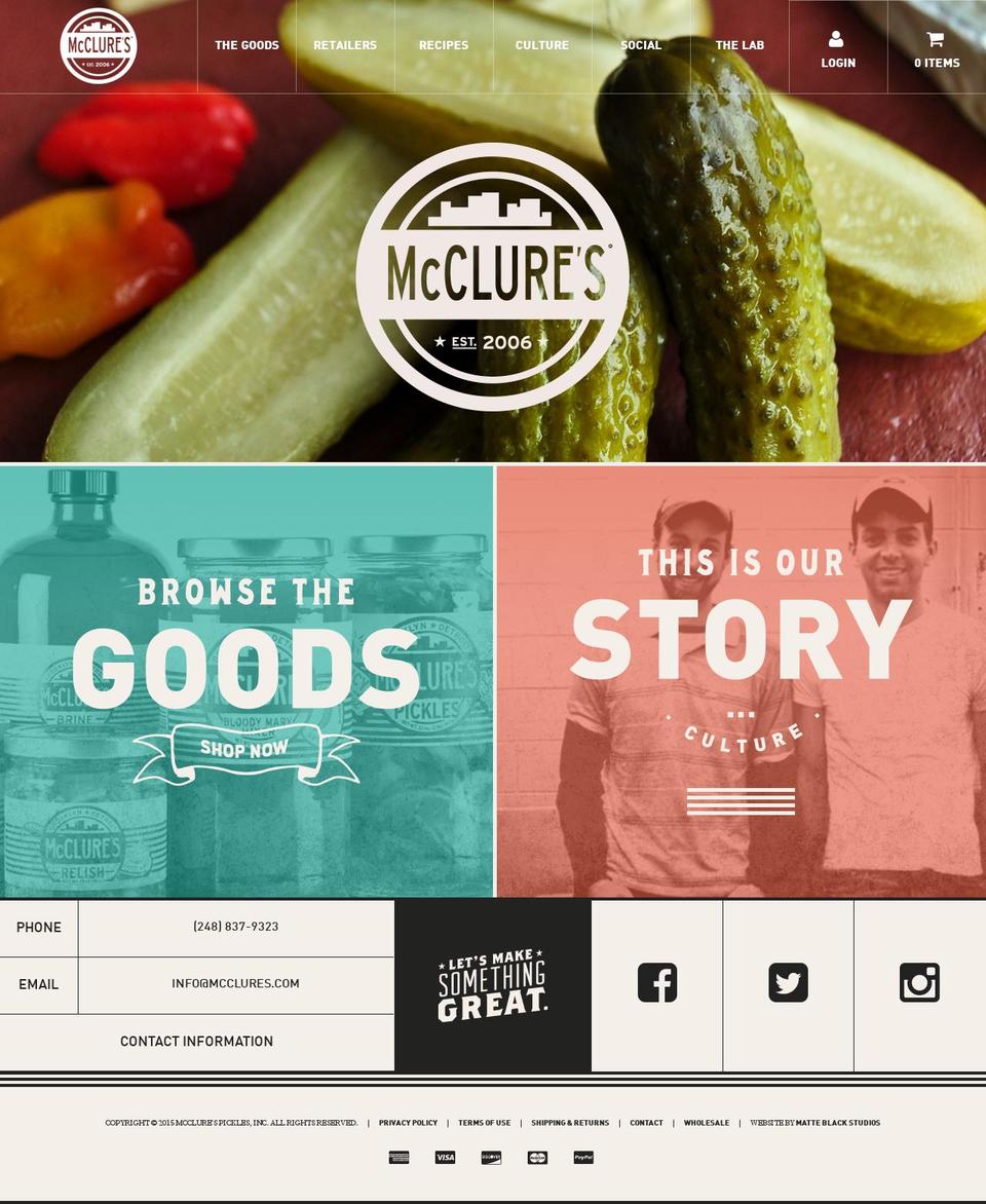 Made with ❤ by Arctic Grey V Shopify theme site example mcclures.com