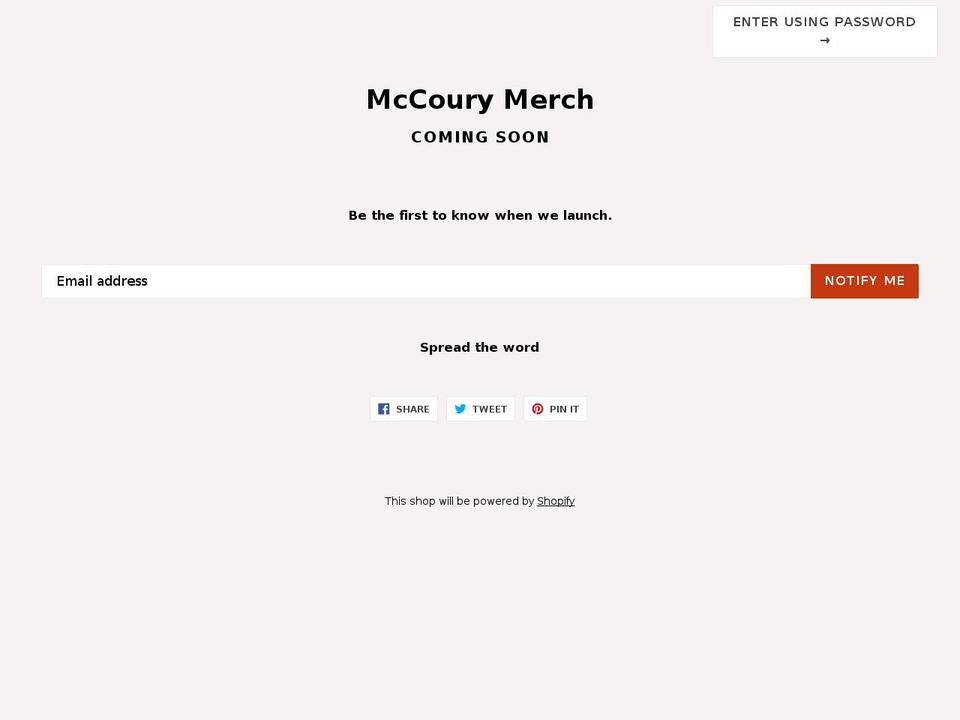 mccourymerch.com — Shopify storefront screenshot