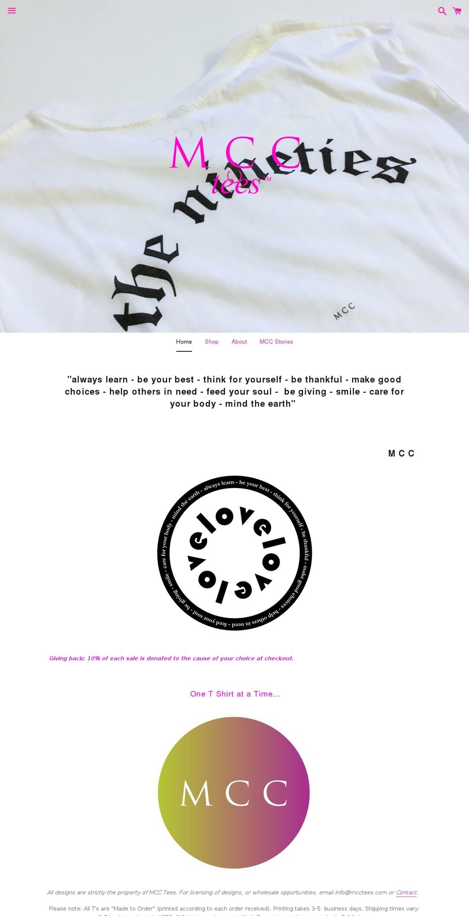 mcctees.com shopify website screenshot
